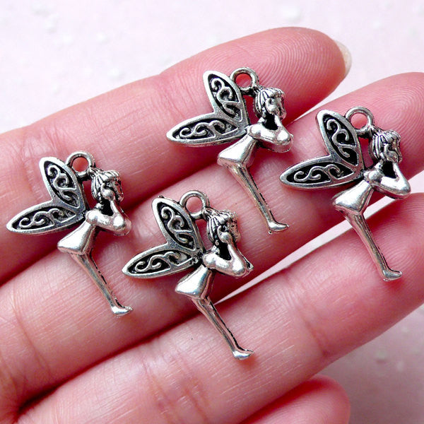Angel Charms Pendant Fairy Charms Bulk Mixed Acrylic Teardrop Beads Wings  for Jewelry Making and Crafting 10 Pcs