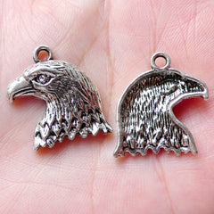 CLEARANCE American Eagle Charms Bird Charm (2pcs / 20mm x 22mm / Tibetan Silver) Animal Purse Zipper Pull Keychain Pendant Necklace Earrings CHM1319