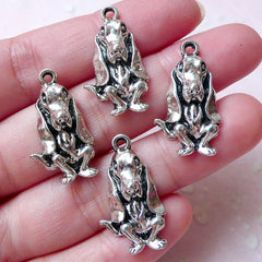 Coonhound Charms Dog Charm Pet Charm Bloodhound Pendant (4pcs / 14mm x 25mm / Tibetan Silver) Puppy Doggy Pendant Animal Keychain Zipper Pull Charm CHM1328