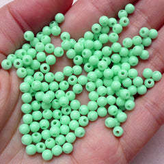 4mm Round Acrylic Beads (Light Blue Green / 150pcs) Cute Gumball Bead Plastic Pastel Bead Loose Bead Thread Necklace Bubblegum Bracelet F133