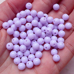Fairy Kei Jewellery Making / 6mm Round Pastel Beads (Purple / 100pcs) Decora Bracelet Gumball Bubblegum Bead Plastic Acrylic Loose Bead F135