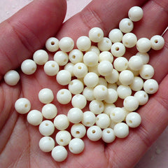 CLEARANCE 6mm Bubblegum Bead Pastel Round Bead (Cream White / 100pcs) Kawaii Loose Bead Acrylic Plastic Bead Gumball Bracelet Thread Necklace F144
