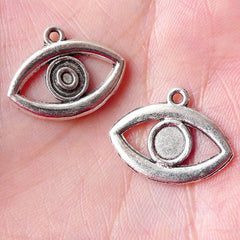 CLEARANCE Nazar Evil Eye Charms (5pcs / 21mm x 16mm / Tibetan Silver) Turkish Stink Eye Greek To Mati Hamsa Ancient Culture Bracelet Earrings CHM1388