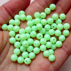 CLEARANCE 6mm Plastic Acrylic Bead Round Pastel Beads (Light Green / 100pcs) Cute Gumball Bead Loose Bead Thread Bracelet Bubblegum Necklace F136