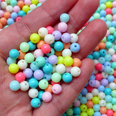 6mm Bubblegum Beads / Kawaii Decora Fairy Kei Jewelry (Assorted Mix / 100pcs) Round Plastic Gumball Bead Pastel Acrylic Loose Bead F147