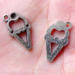 Ice Cream Charms Miniature Sweets Charm (7pcs / 11m x 20mm / Tibetan Silver) Kawaii Dust Plug Charm Decoden Favor Charm Necklace CHM1389