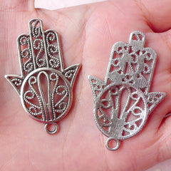 Hamsa Palm Charms Miriam Hand Charm Fatima Hand Charm (3pcs / 29mm x 44mm / Tibetan Silver) Religious Judaism Islam Judaica Jewelry CHM1394
