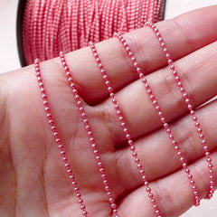 1.5mm Color Ballchain / Bead Chain / Key Chain / Necklace Chain (2 Meters / Metallic Pink) Metal Luggage Tag Key Holder Key Fob A023