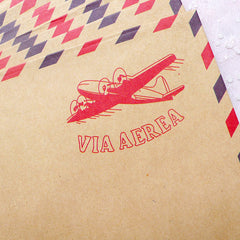 Airplane Kraft Paper Envelopes (10pcs / Via Aerea) (11cm x 16.2cm / 4.4" x 6.48") Vintage Envelope Triangle Flap Party Invitations S248