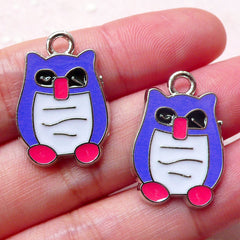 Colorful Owl Enamel Charms Bird Charm (2pcs / 17mm x 24mm / Colorful) Cute Keychain Pendant Necklace Earrings Zipper Pull Charm CHM1411
