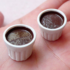 CLEARANCE Miniature Chocolate Creme Brulee Cabochons / Kawaii Doll Food Cabochon (2pcs / 19mm x 14mm / Flat Bottom) Dollhouse Sweets Jewelry FCAB290