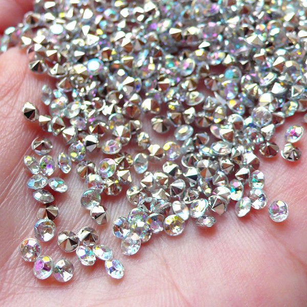 3mm Tip End Rhinestones / Pointed Back Acrylic Rhinestone (150pcs / SS, MiniatureSweet, Kawaii Resin Crafts, Decoden Cabochons Supplies