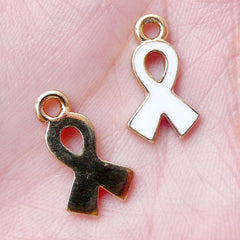 Awareness White Ribbon Enamel Charms (3pcs / 10mm x 18mm / White) Anti Violence Feminism Equal Rights Peace Movement Friendship CHM1452