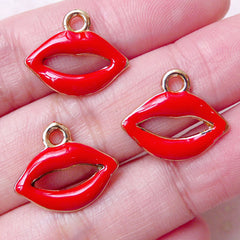 Red Hot Lips Enamel Charms Kiss Charm (3pcs / 17mm x 15mm / Red) Pendant Necklace Bracelet Earrings Anklet Favor Charm Wine Charm CHM1453