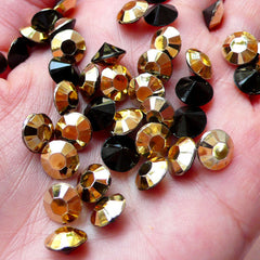 CLEARANCE 8mm Pointback Rhinestones / Tip End Acrylic Rhinestones (30pcs / SS38 / Gold) Bling Bling Faceted Rhinestone Kawaii Decoden RHE101