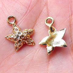 Small Starfish Charms / Sea Star Pendant (4pcs / 13mm x 16mm / Gold) Sealife Jewelry Beach Necklace Bracelet Bangle Anklet Earrings CHM1469
