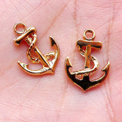 Small Anchor Charms (4pcs / 12mm x 17mm / Gold) Boat Ship Charm Bracelet Necklace Nautical Earrings Earphone Jack Charm Favor Charm CHM1471