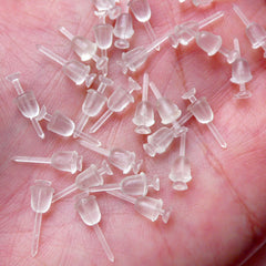 Plastic Earring Post with Rubber Backs & 3mm Pad / Earring Blank Ear Studs (Clear / 30 Sets / 15 Pairs / Hypoallergenic) Findings F230