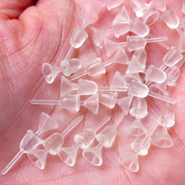 Plastic Earring Post with Rubber Backs 5mm Cup Cone Earring
