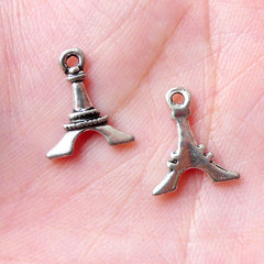 Tiny Eiffel Tower Charms (12pcs / 11mm x 13mm / Tibetan Silver) Cute Jewelry Bracelet Earrings Bangle Anklet Keychain Bookmark Charm CHM1487