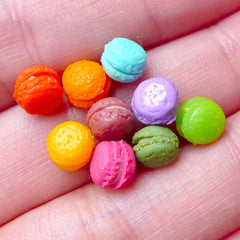 Miniature Macaron Polymer Clay Cabochons Fimo Sweets (9pcs / 6mm x 5mm / Mix) Dollhouse Food Earrings Making Nail Art Embellishment NAC197