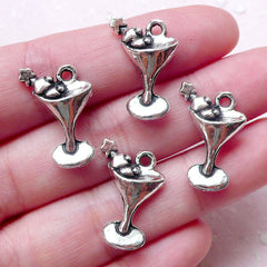 Cocktail Charms Martini Charm (4pcs / 14mm x 21mm / Tibetan Silver) Keychain Handbag Zipper Pull Charm Wine Glass Charm Party Decor CHM1501