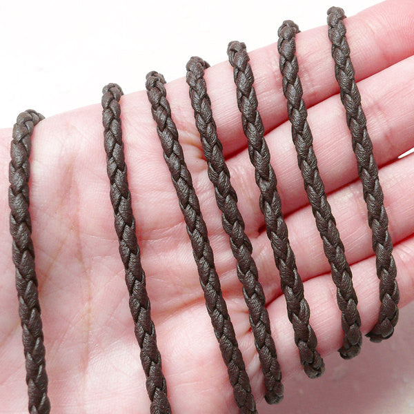 3mm Braided Leather String Soft Round Cord Faux Leather Strap