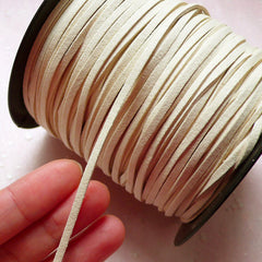 Suede Strap / Faux Leather Strip / Leather Strap / Leather String / Suede Leather Cord (3mm / 2 Meters / Cream White) Necklace Bracelet A001