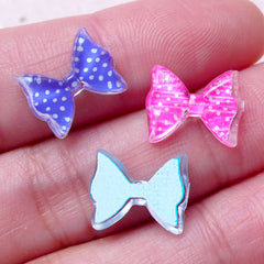 CLEARANCE Tiny Bow Resin Cabochon / Bow Tie Floating Charm (3pcs / 12mm x 10mm / Polka Dot) Nail Art Card Decoration Scrapbook Embellishment NAC246