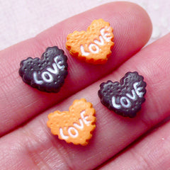 Miniature Cookie Dollhouse Biscuit Cabochons (4pcs / 9mm x 8mm / Light & Dark Brown) Miniature Sweets Earrings Making Kawaii Nail Art NAC277