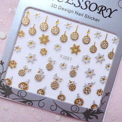 Christmas Nail Art Sticker (Snowflake, Christmas Ornament) Nail Deco Diary Decoration Manicure Scrapbooking Embellishment Home Decor S264