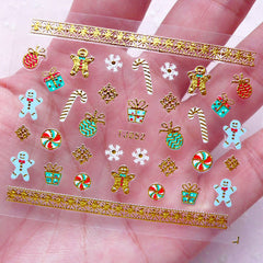 Christmas Nail Sticker (Candy Stick, Gift Box, Ornament, Gingerbread Man, Snowflakes, Peppermint) Nail Art Nail Decoration Manicure S261