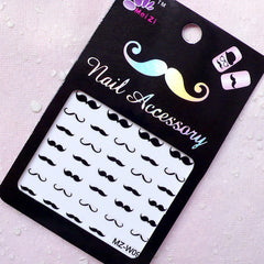 Mustache Nail Sticker / Kitsch Nail Art / Whimsical Nail Decoration / Diary Deco Manicure Embellishment Home Decor Collage Card Making S266
