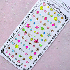 Colorful Nail Sticker (Star, Heart, Flower, Diamond) Color Nail Art Cute Nail Deco Diary Decoration Manicure Embellishment Scrapbooking S279