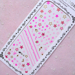 Star Nail Sticker (Gold & Pink) Cute Nail Art Kawaii Nail Decoration Diary Deco Manicure Scrapbooking Embellishment Card Making Collage S283