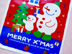 CLEARANCE Christmas Gift Bags w/ Cute Snowman & Christmas Tree Drawing (20pcs / Red and Blue) Gift Packaging Product Wrapping (17.3cm x 25.2cm) GB127