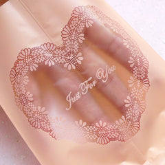 Valentines Days Gift Bags w/ Filigree Heart & Just For You (20pcs / Beige) Chocolate Bags Gift Wrap Packaging Supplies (11.2cm x 14cm) GB122