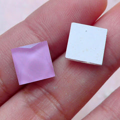 Facet Square Cabochons (20pcs / Purple / 10mm / Flat Back) Flatback Glass Rivet Scrapbooking Kawaii Cell Phone Deco Jewelry Making CAB384