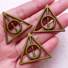 Bronze Geometry Charm Connector (3pcs / 32mm x 29mm / Antique Bronze / 2 Sided) Necklace Link Dark Wizard Keyring Bookmark CHM1523