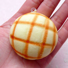 Kawaii Melon Bread Squishy Charm / Cross Bun Melonpan Squishies Blank (5cm / 1 pc) Decoden Sweets Phone Strap Key Chain Key Ring DIY SQ05