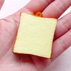 Kawaii Squishy Toast Bread Slice / Squishy Charm / Squishy Blank for DIY (3.8cm / 1 pc) Miniature Sweets Phone Strap Keychains Keyrings SQ02