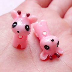 Giraffe Cabochon / 3D Animal Cabochon (2pcs / 14mm x 22mm / Pink) Cute Dust Plug Making Kawaii Decoden Miniature Amimal Fairy Garden CAB398