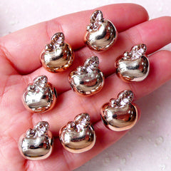 CLEARANCE 3D Apple Bead / Fruit Spacers / Acrylic Beads (8pcs / 13mm x 15mm / Rose Gold) Big Large Hole Bead Light Weight Loose Bead Bracelet CHM1534