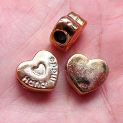 CLEARANCE Heart Beads Acrylic Spacer (8pcs / 13mm x 13mm / Rose Gold) Large Big Hole Light Weight Chunky Bracelet Neckalce DIY Valentines Day CHM1536