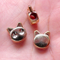 Cat Bead Animal Spacers Acrylic Loose Beads (8pcs / 11mm x 13mm / Rose Gold) Large Big Hole Beads Light Weight Chunky Jewelry DIY CHM1541