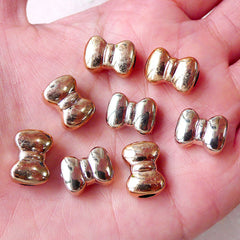 Bow Tie Bead / Acrylic Bow Spacers (8pcs / 13mm x 10mm / Rose Gold) Big Hole Loose Bead Light Weight Beads Chunky Jewellery Neckalce CHM1539