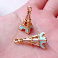 3D Eiffel Tower Charms / Enamel Charm (2pcs / 10m x 23mm / Color / 4 Sided) Paris Charm Travel Theme Bracelet Earrings Key Chain CHM1542