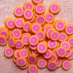 Kawaii Polymer Clay Cane Grapefruit Fimo Cane Dollhouse Citrus Fruit Slices (Cane or Slices) Miniature Food Jewelry Fake Sweets Craft CF010
