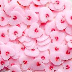 Polymer Clay Cane - Pink Heart with Strawberry - for Miniature Food / Dessert / Cake / Ice Cream Sundae Decoration and Nail Art CH09