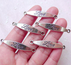 Love Connector Charm for Bracelet (5 pcs / 41mm x 7mm / Tibetan Silver) Word Charm Jewelry Supplies Necklace Link Pendant Sewing CHM1549